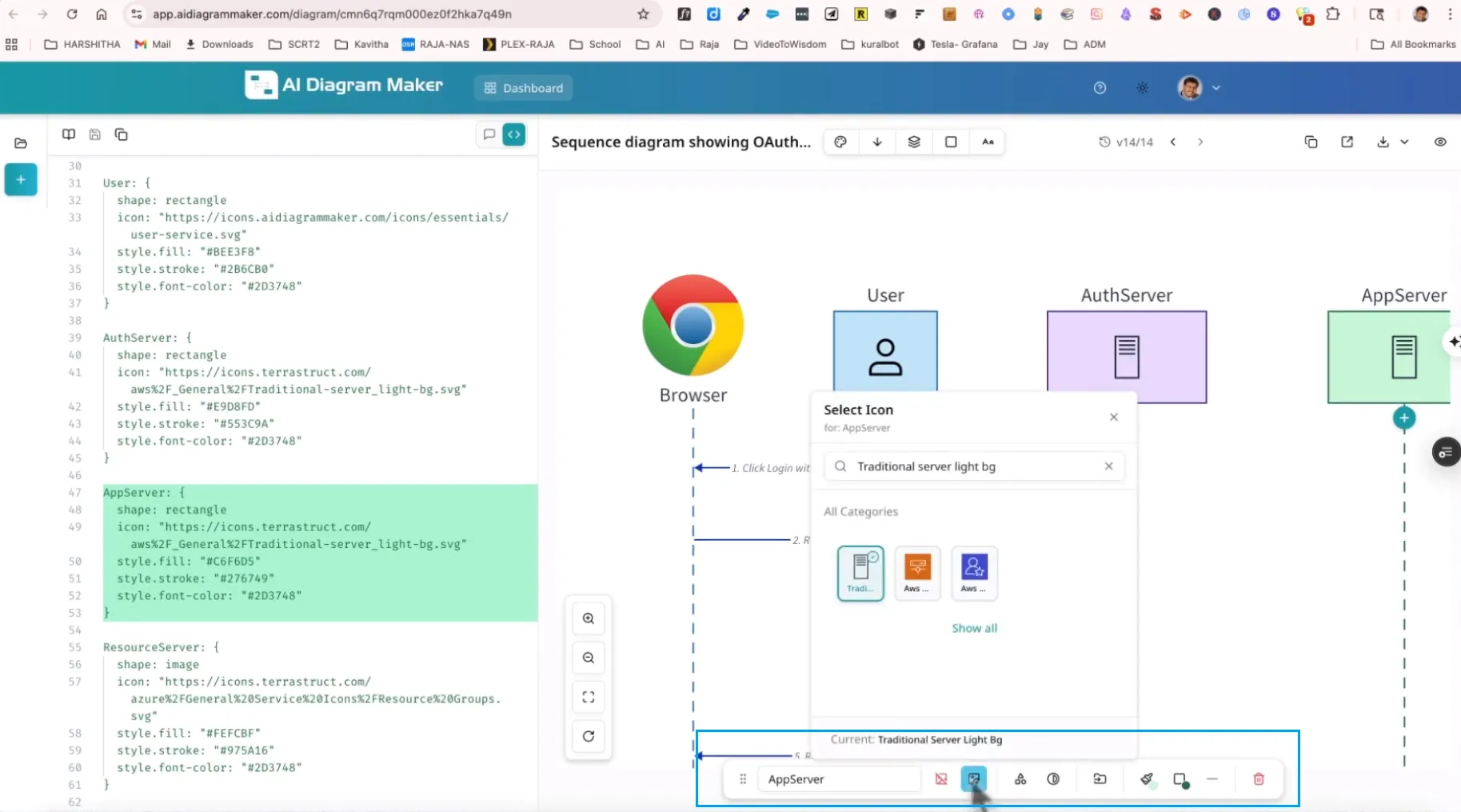 Edit and export in AI Diagram Maker
