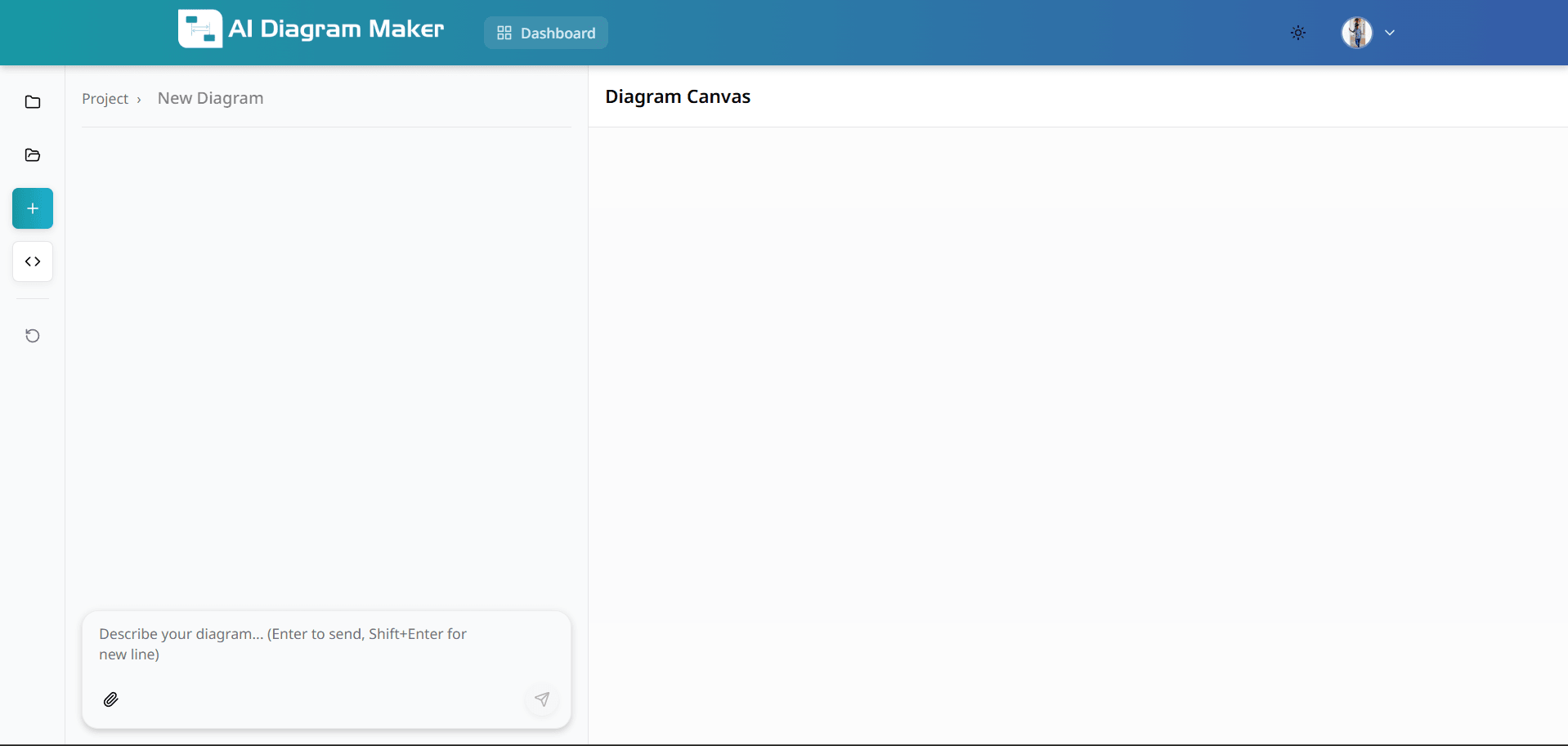 Empty canvas interface