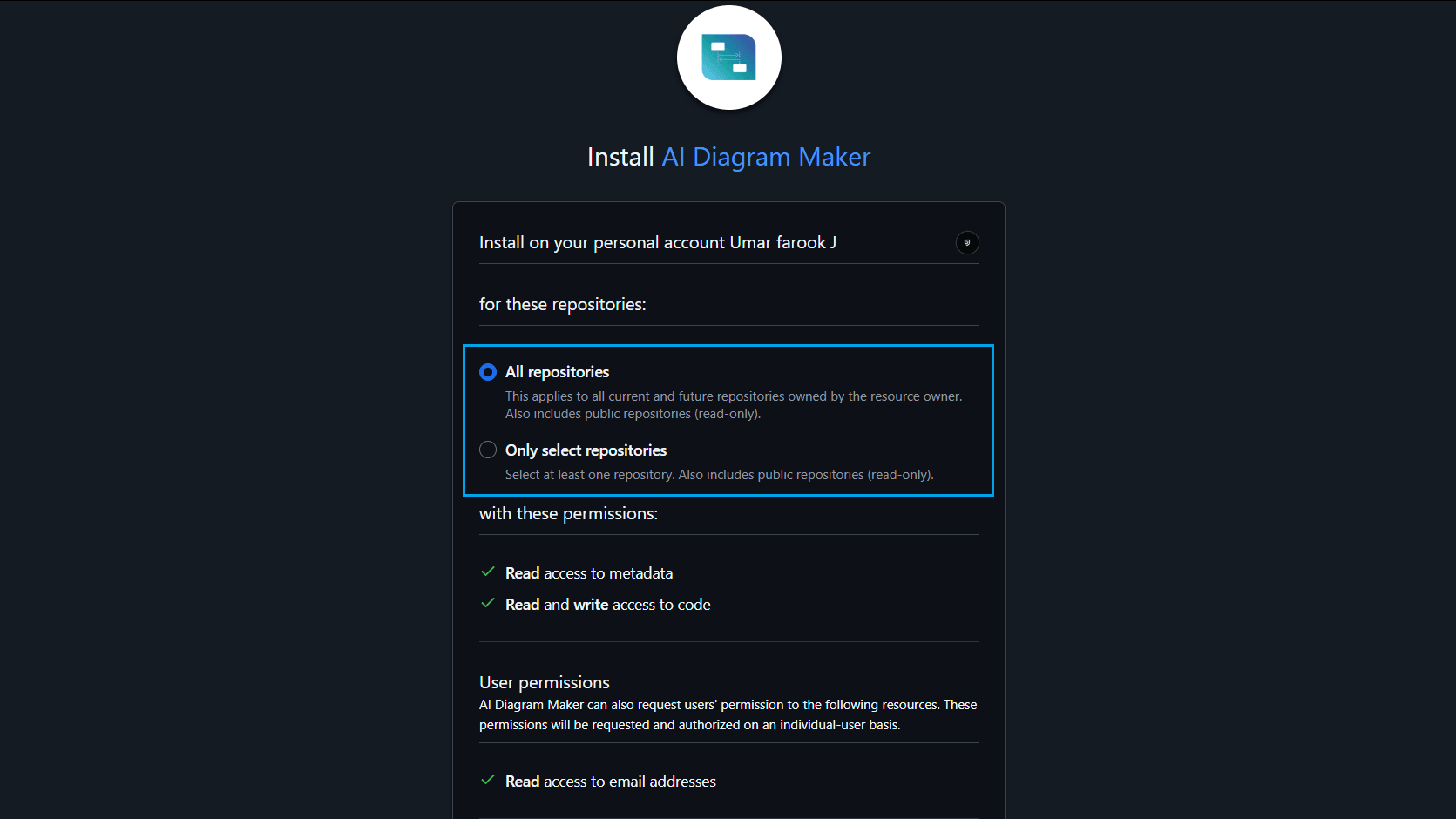 Repository access selection interface